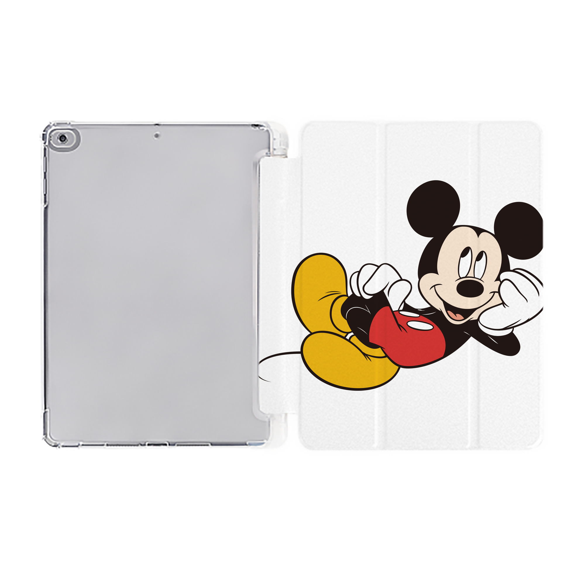 （画像用） ミッキーマウス Mickey Mouse IPad ケース ペン収納付き 三つ折りスタンド PUレザー×シリコン 対応機種9.5/10.5/10.9インチ